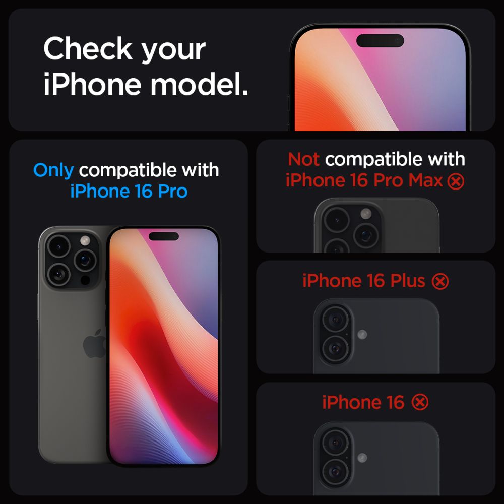 2X VERRE TEMPERÉ SPIGEN GLAS.TR "EZ FIT" 2-PACK IPHONE 16 PRO TRANSPARENT