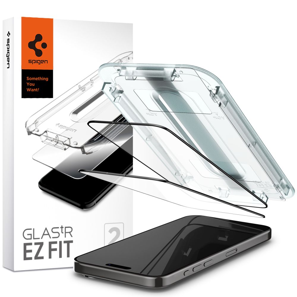 VERRE TREMPE SPIGEN GLAS.TR "EZ FIT" FC 2-PACK IPHONE 15 PRO MAX NOIR