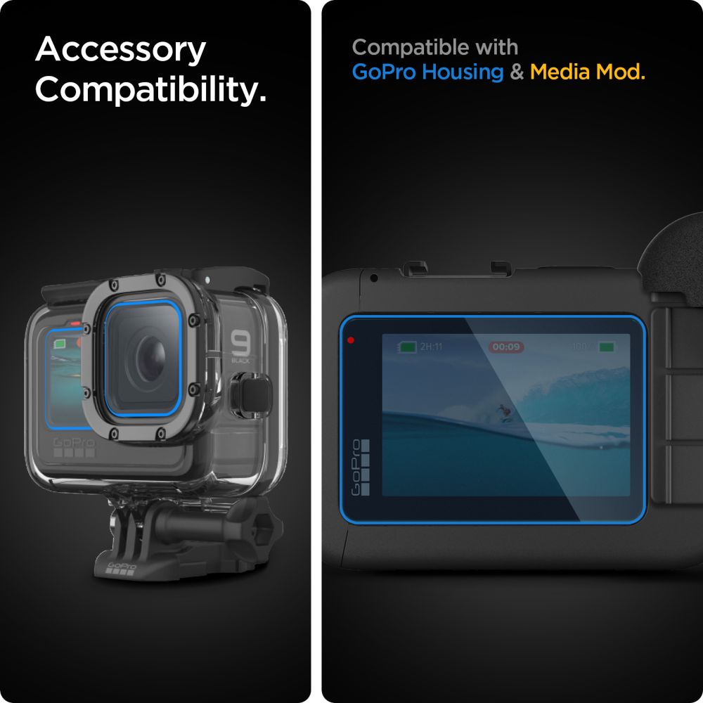 VERRE TREMPE SPIGEN GLAS.TR SLIM + FILM 2-SET GOPRO HERO 9 / 10 / 11 / 12 TRANSPARENT