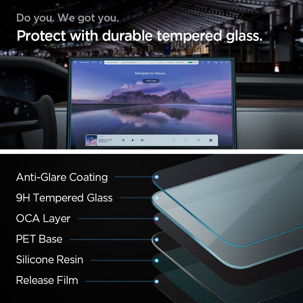 VERRE TEMPERÉ SPIGEN GLASS FC "EZ FIT" TESLA MODEL X 2022 / MODEL S 2021 NOIR