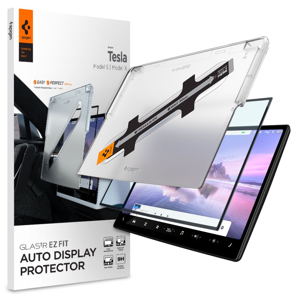 VERRE TEMPERÉ SPIGEN GLASS FC "EZ FIT" TESLA MODEL X 2022 / MODEL S 2021 NOIR