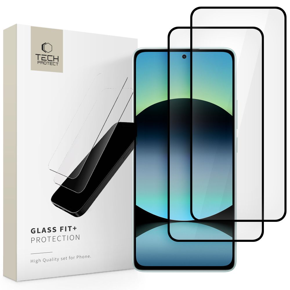 VERRE TEMPERÉ TECH-PROTECT GLASS FIT+ 2-PACK XIAOMI REDMI NOTE 14 4G / 5G NOIR
