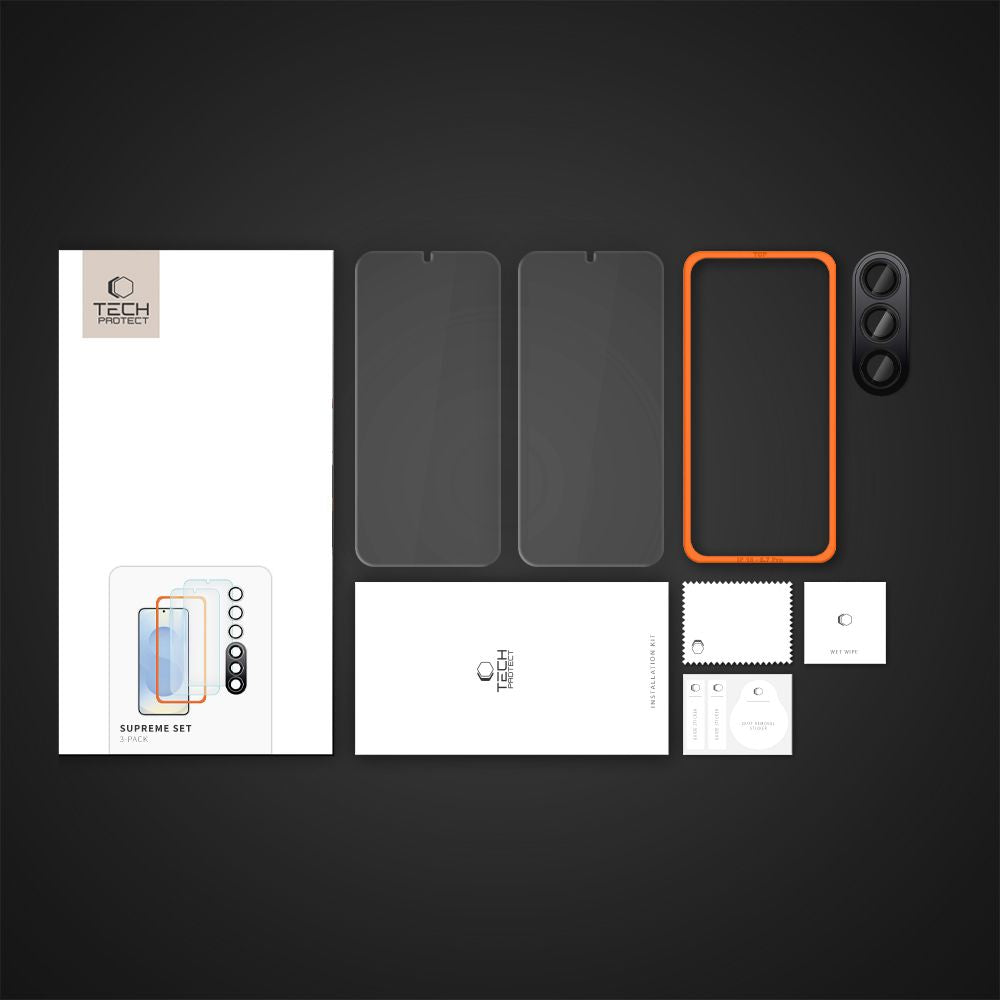 VERRE TEMPERÉ TECH-PROTECT SUPREME ENSEMBLE 3-PACK GALAXY S25 TRANSPARENT