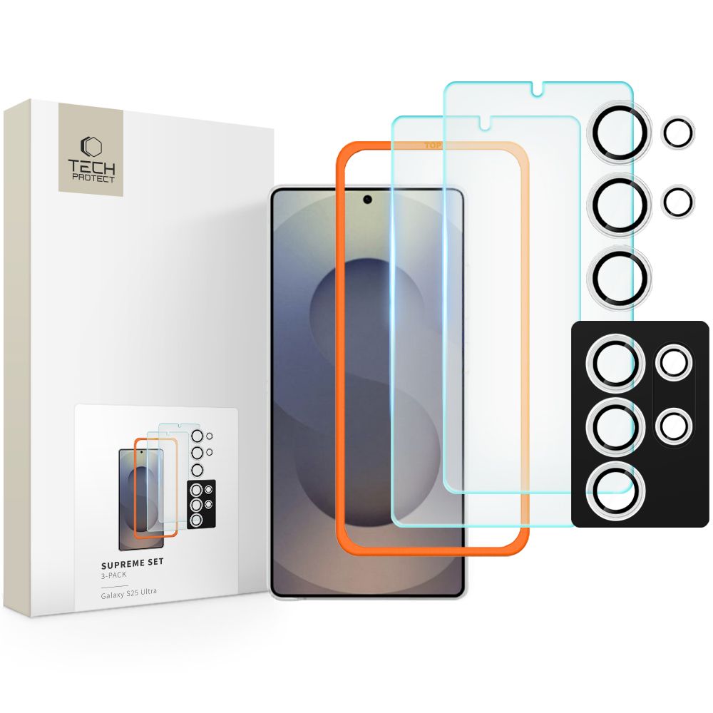 VERRE TEMPERÉ TECH-PROTECT SUPREME ENSEMBLE 3-PACK GALAXY S25 ULTRA CLAIR
