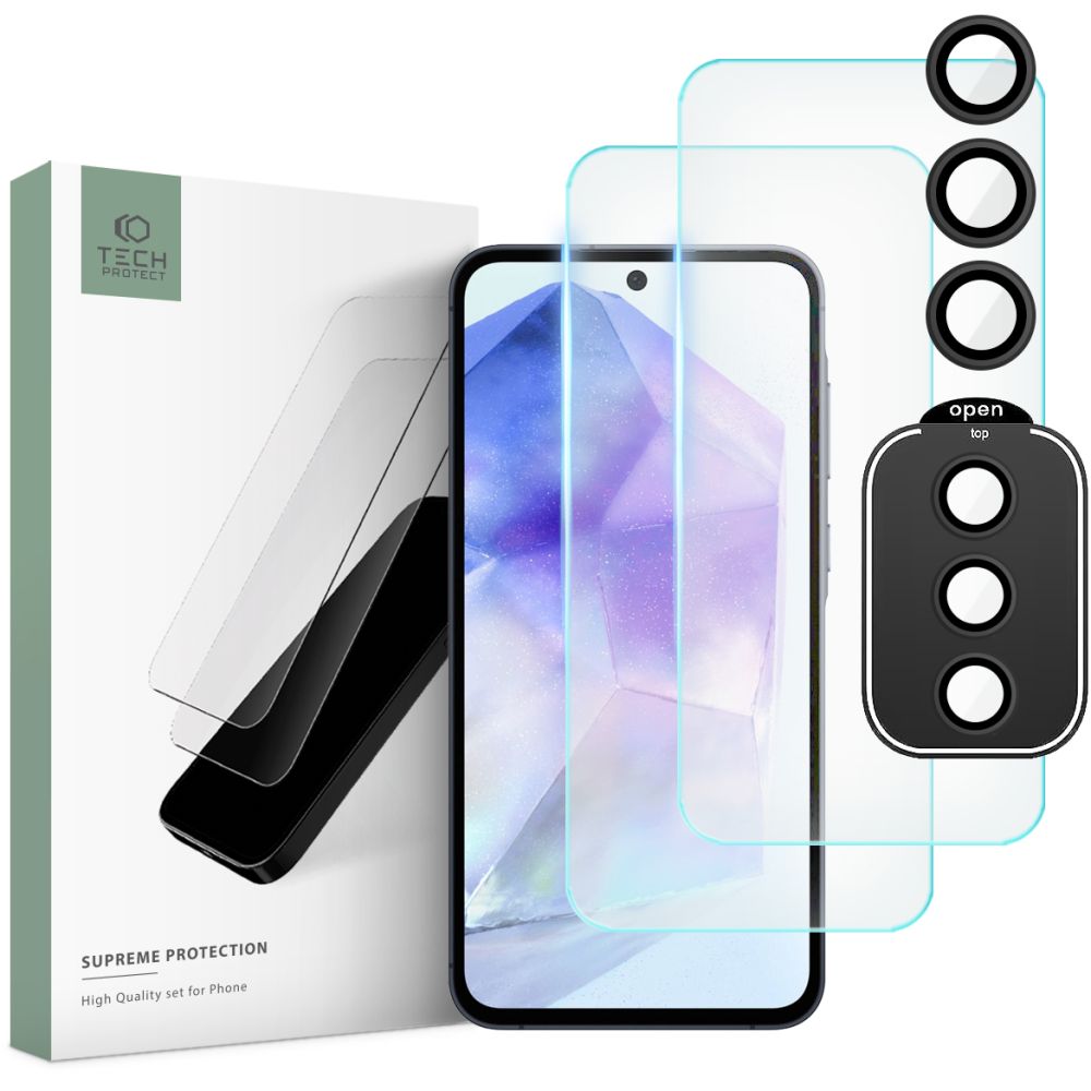 VERRE TEMPERÉ TECH-PROTECT SUPREME SET GALAXY A55 5G TRANSPARENT