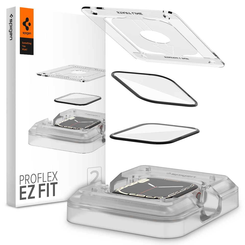 2X VERRE TEMPERÉ POUR APPLE WATCH 41 MM SPIGEN PROFLEX "EZ FIT" 2-PACK TRANSPARENT