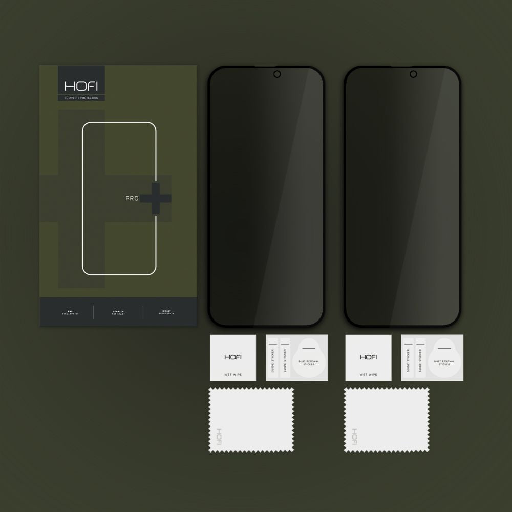 VERRE TREMPÉ HOFI ANTI SPY GLASS PRO+ 2-PACK IPHONE 16 PLUS CONFIDENTIALITÉ