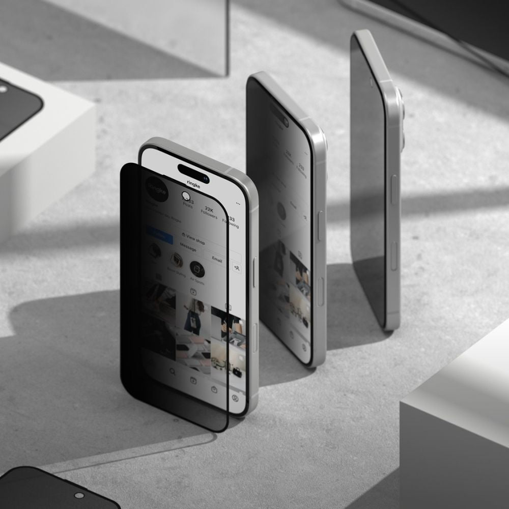 VERRE TREMPÉ RINGKE EASY SLIDE 2-PACK IPHONE 15 / 16 CONFIDENTIALITÉ
