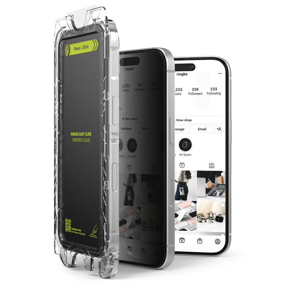 VERRE TREMPÉ RINGKE EASY SLIDE 2-PACK IPHONE 16 PRO PRIVACY