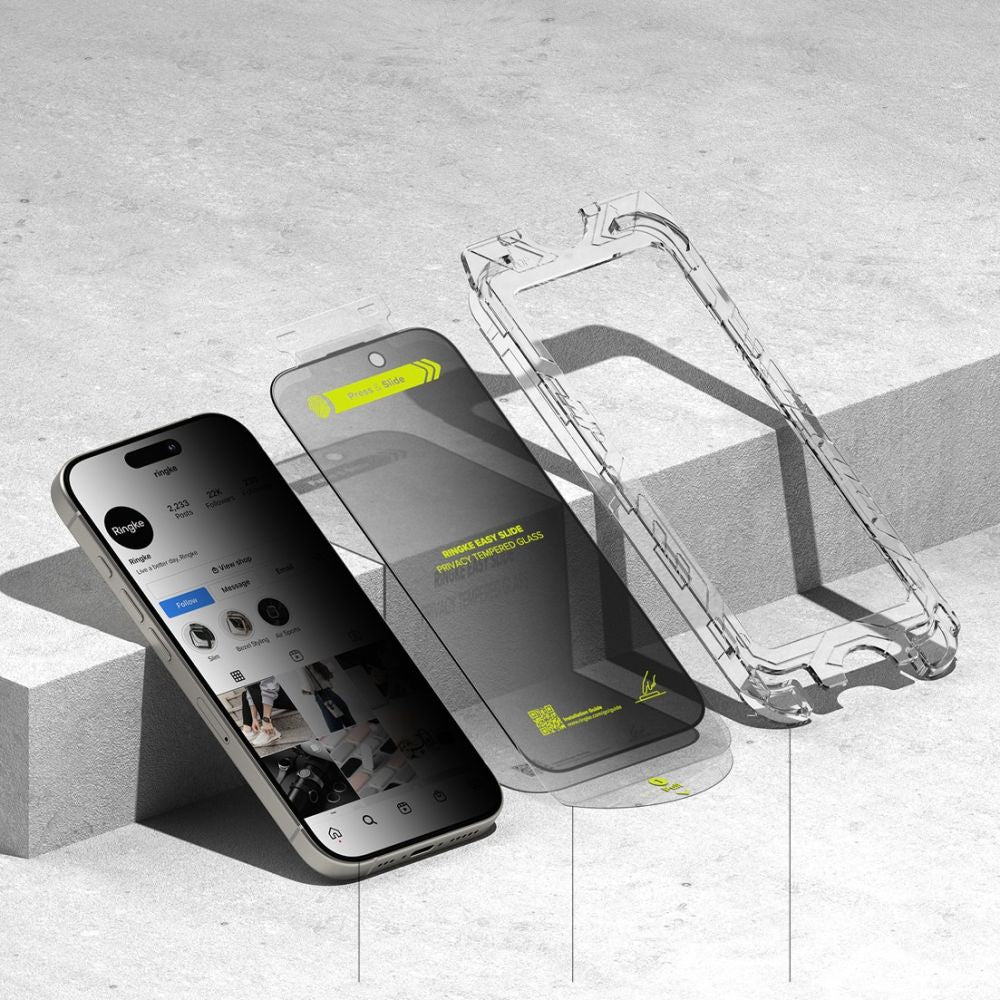 VERRE TREMPÉ RINGKE EASY SLIDE 2-PACK IPHONE 16 PRO PRIVACY