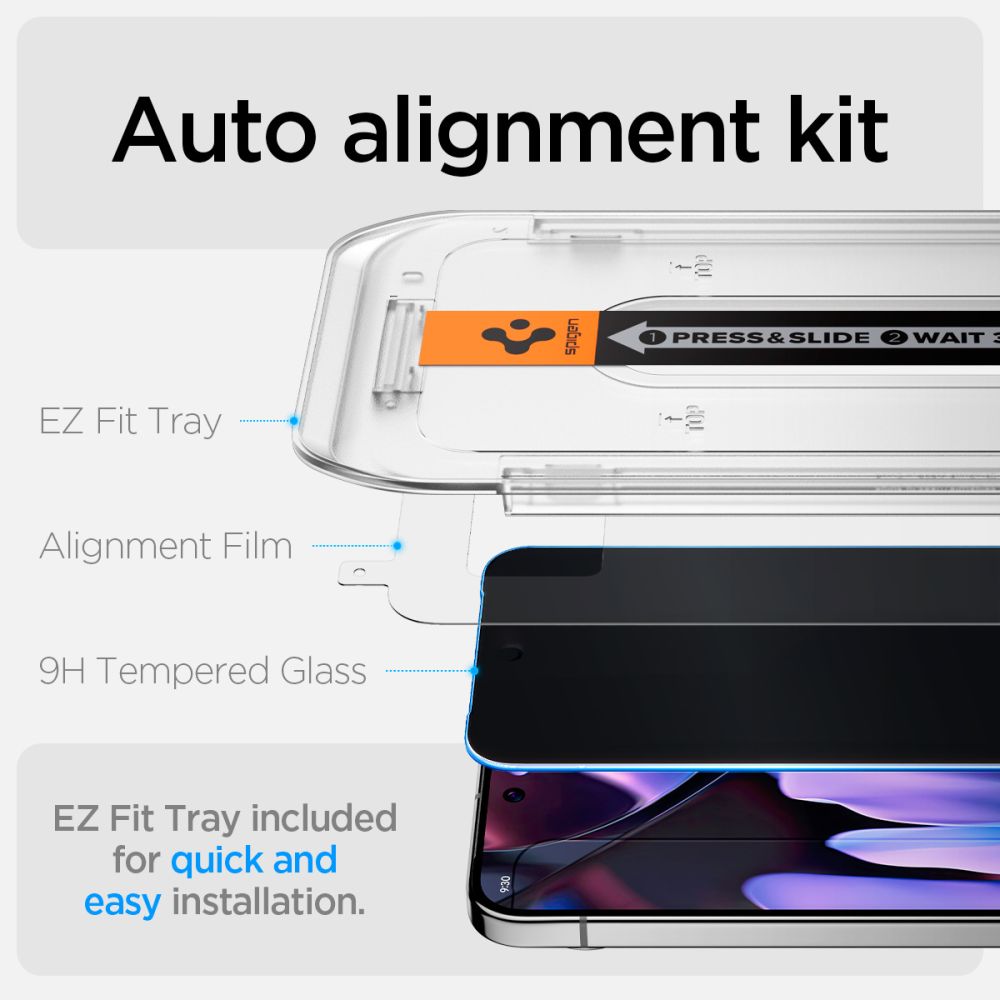 VERRE TREMPE SPIGEN GLAS.TR "EZ FIT" 2-PACK GOOGLE PIXEL 9 / 9 PRO PRIVACY