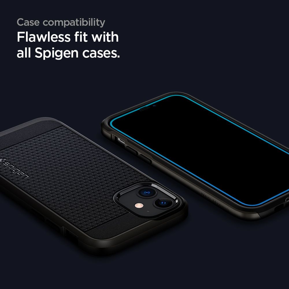 2X VERRE TEMPERÉ SPIGEN ALM GLASS FC 2-PACK IPHONE 12/12 PRO NOIR