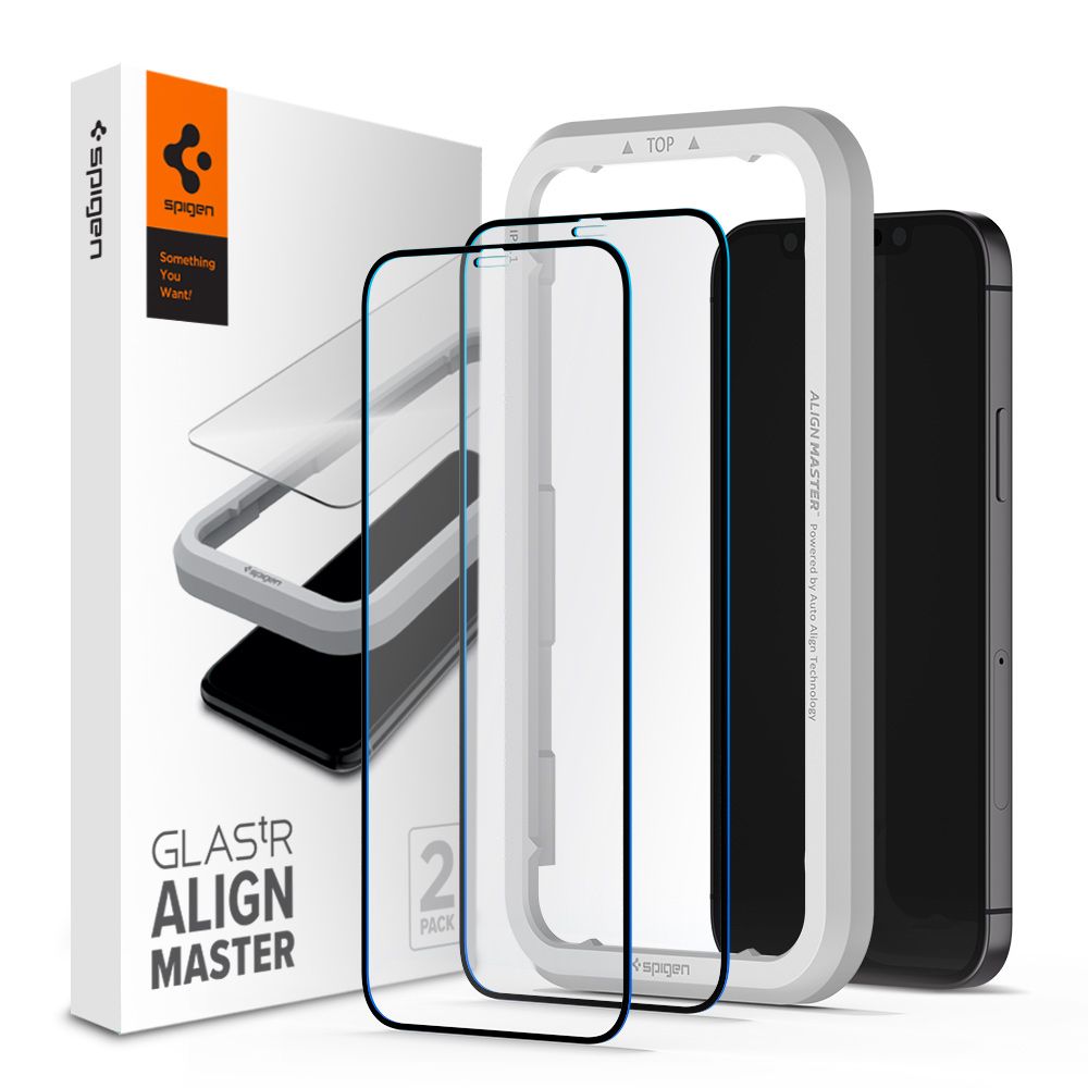 2X VERRE TEMPERÉ SPIGEN ALM GLASS FC 2-PACK IPHONE 12/12 PRO NOIR