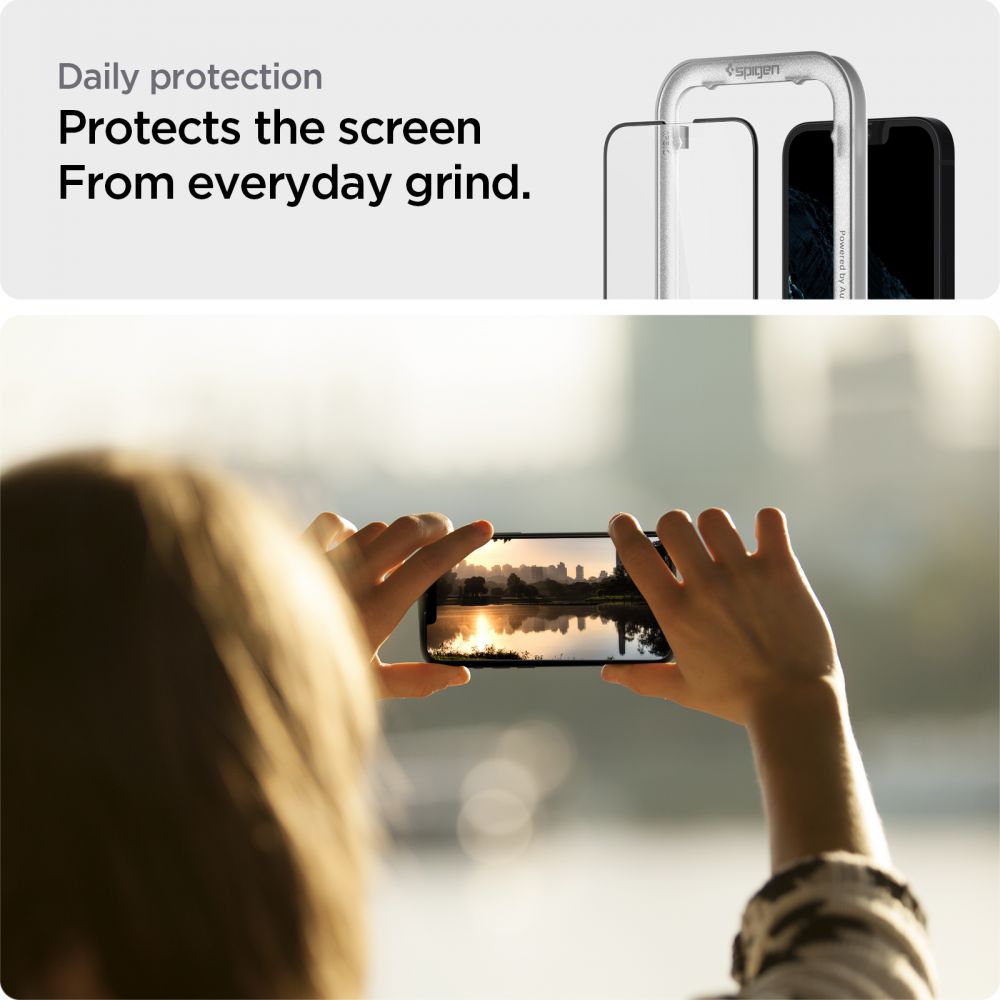 2X VERRE TEMPERÉ SPIGEN ALM GLASS FC 2-PACK IPHONE 13 / 13 PRO NOIR