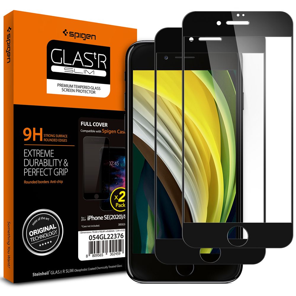 VERRE TREMPE SPIGEN GLASS FC 2-PACK IPHONE 7/8/SE 2020 / SE 2022 NOIR