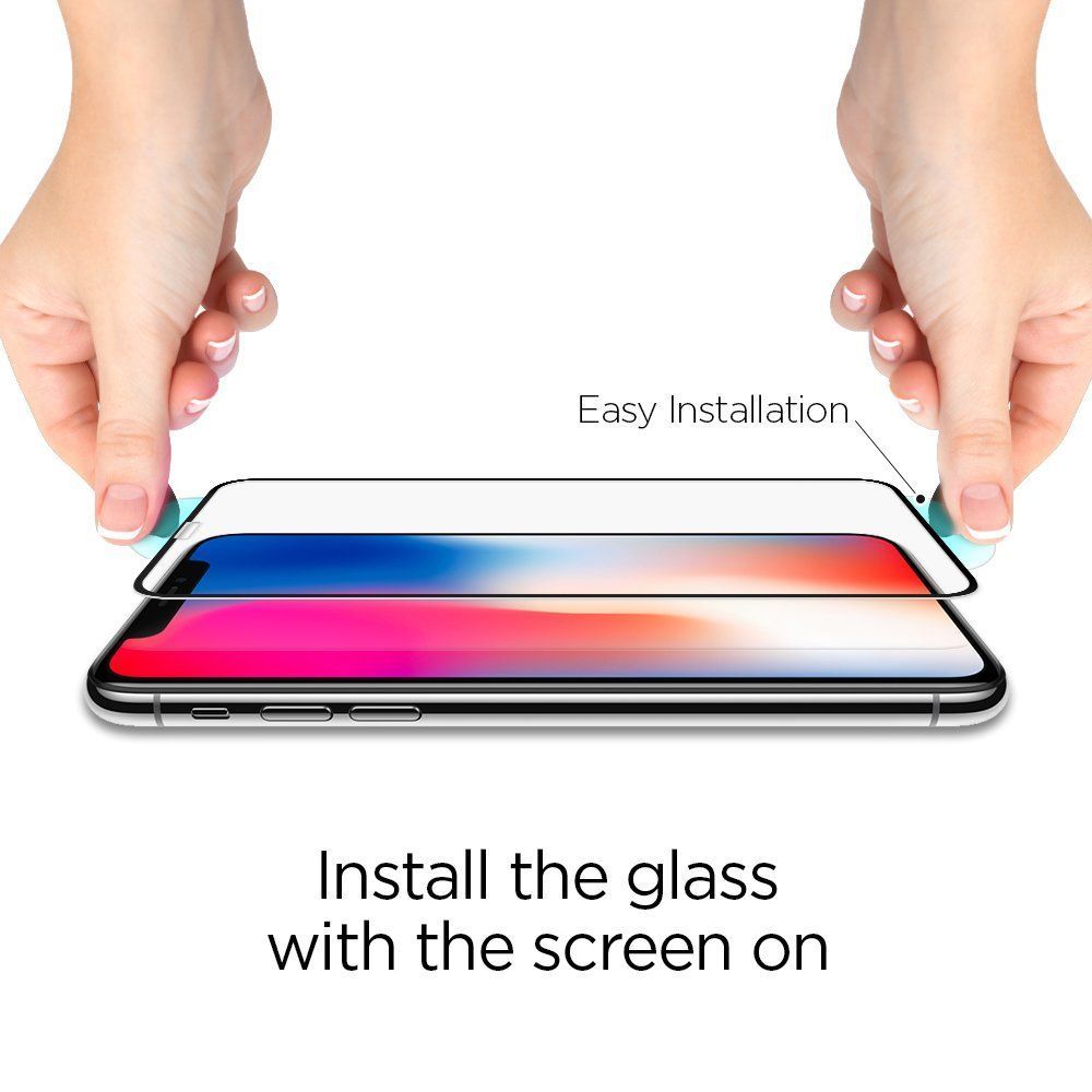 VERRE TREMPE SPIGEN GLASS FC IPHONE X/XS NOIR