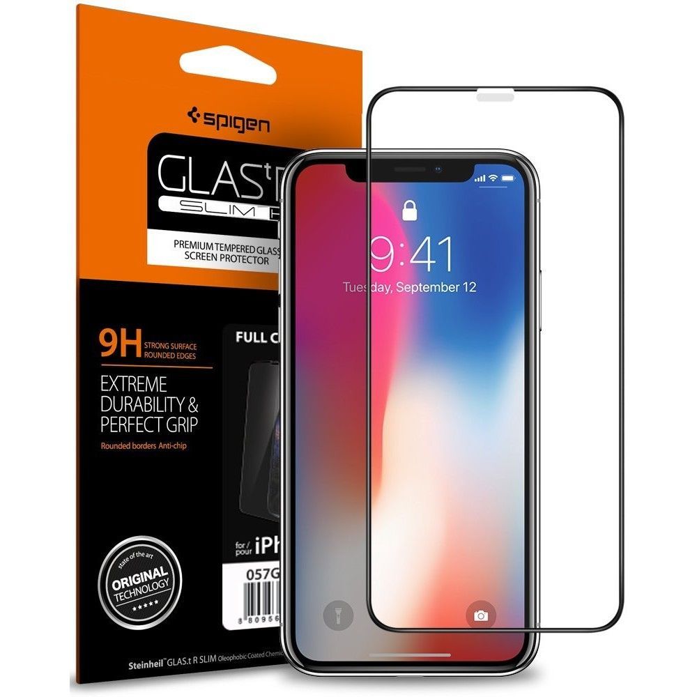 VERRE TREMPE SPIGEN GLASS FC IPHONE X/XS NOIR