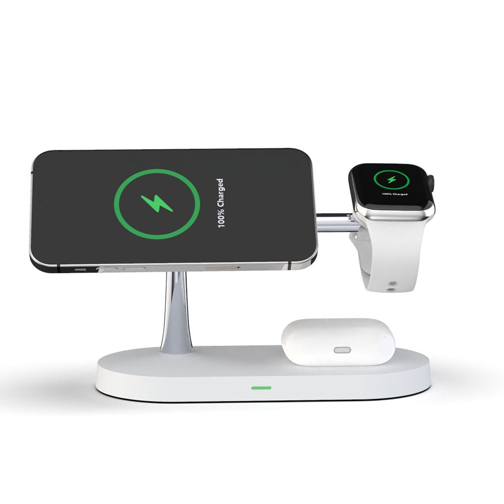CHARGEUR SANS FIL 3EN1 TECH-PROTECT A12 MAGNETIQUE MAGSAFE BLANC