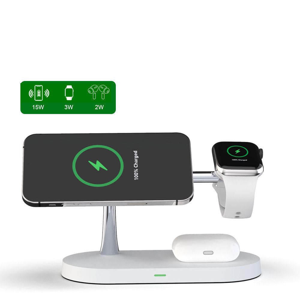 CHARGEUR SANS FIL 3EN1 TECH-PROTECT A12 MAGNETIQUE MAGSAFE BLANC