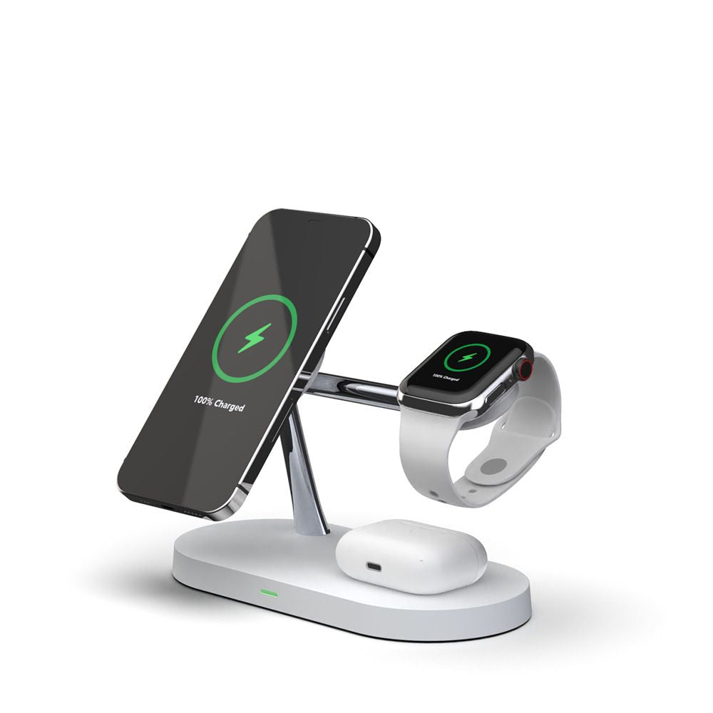 CHARGEUR SANS FIL 3EN1 TECH-PROTECT A12 MAGNETIQUE MAGSAFE BLANC