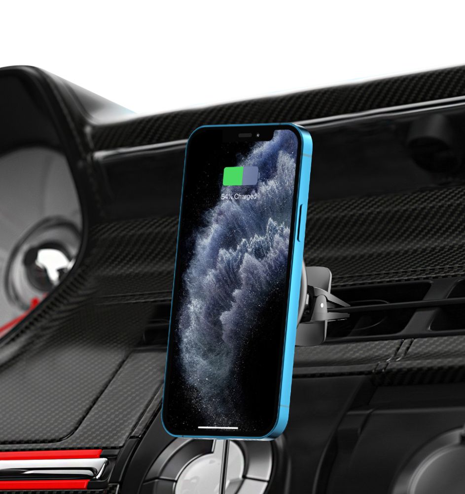 Support de téléphone pour voiture avec chargement sans fil TECH-PROTECT A2 MAGNETIC MAGSAFE VENT CAR MOUNT CHARGEUR SANS FIL 15W NOIR