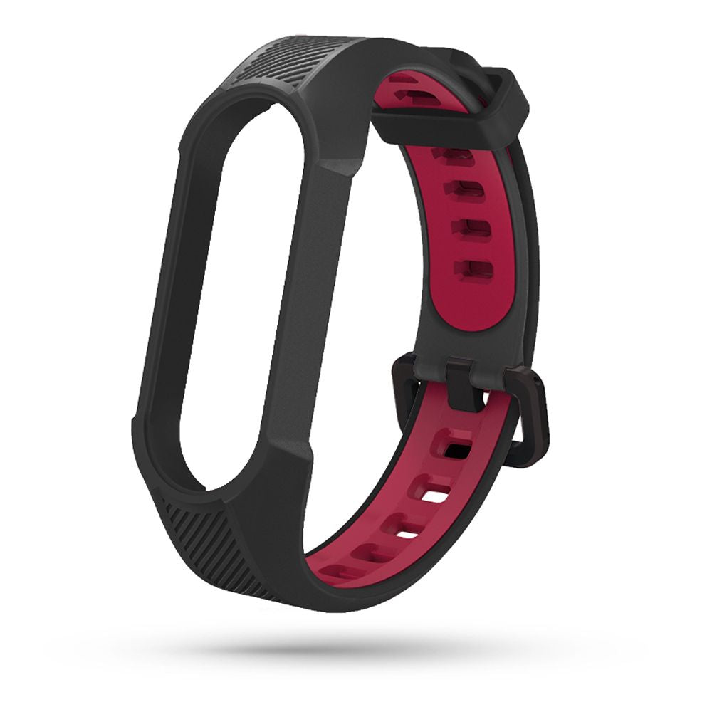 BRACELET POUR XIAOMI MI BAND 5 / 6 / 6 NFC HEYBAND SHIELD NOIR/ROUGE