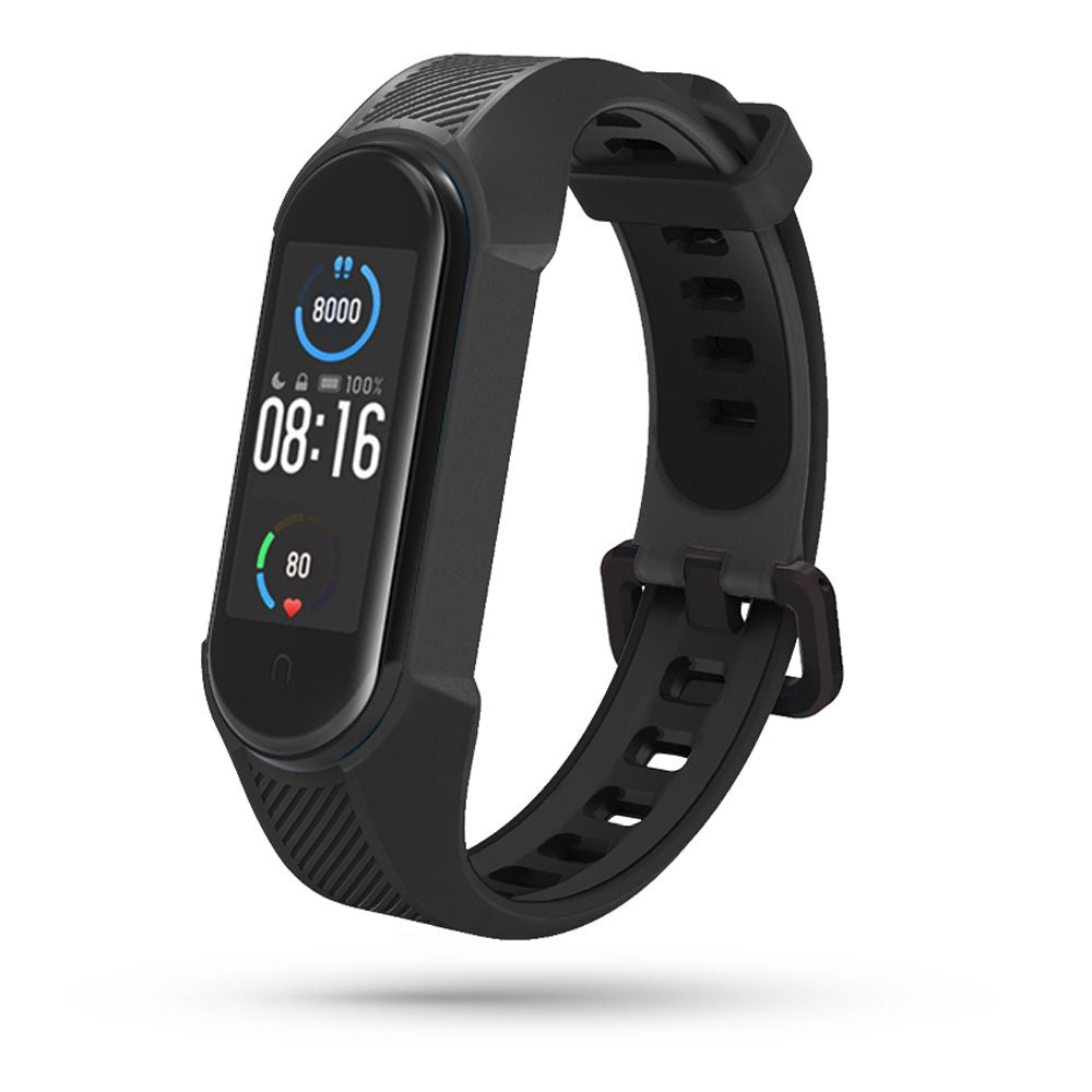 BRACELET POUR XIAOMI MI SMART BAND 5 / 6 / 6 NFC HEYBAND SHIELD NOIR