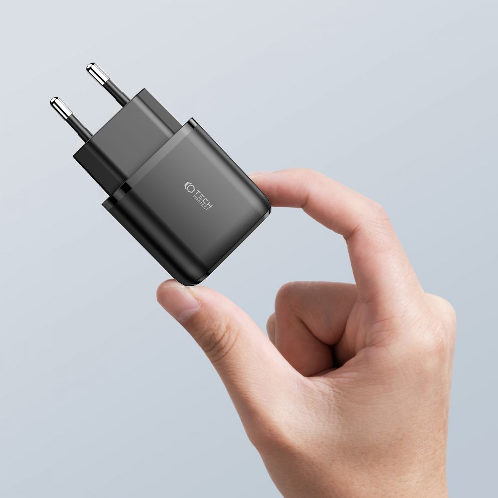 CHARGEUR RÉSEAU POUR MOBILE ET TABLETTE TECH-PROTECT C20W CHARGEUR 2 PORTS PD20W/QC3.0 NOIR