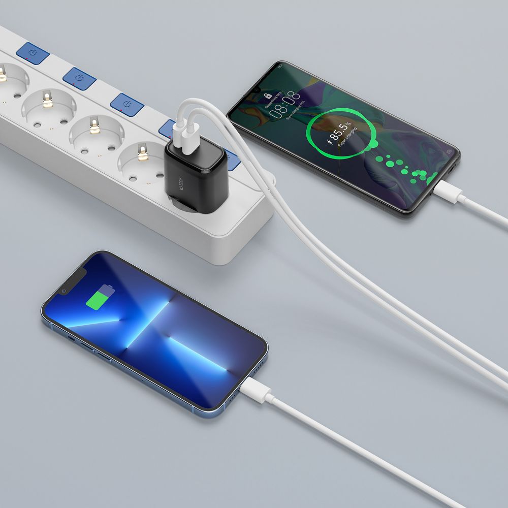 CHARGEUR RÉSEAU POUR MOBILE ET TABLETTE TECH-PROTECT C20W CHARGEUR 2 PORTS PD20W/QC3.0 NOIR