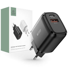 CHARGEUR RÉSEAU POUR MOBILE ET TABLETTE TECH-PROTECT C20W CHARGEUR 2 PORTS PD20W/QC3.0 NOIR