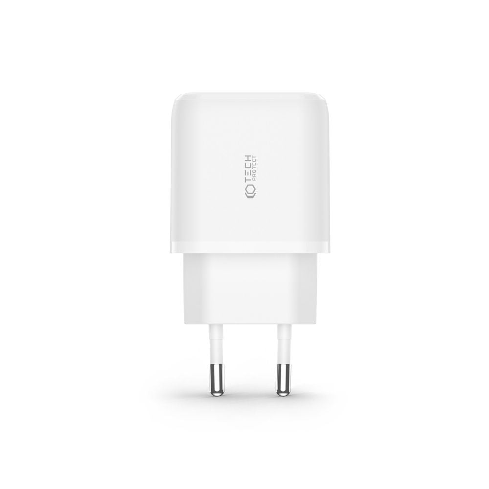 CHARGEUR RÉSEAU POUR MOBILE ET TABLETTE TECH-PROTECT C20W CHARGEUR 2 PORTS PD20W/QC3.0 BLANC