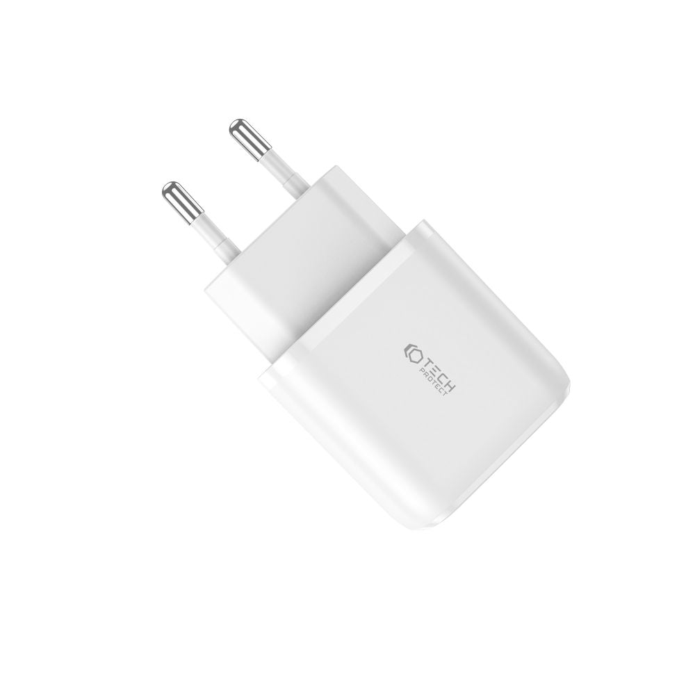 CHARGEUR RÉSEAU POUR MOBILE ET TABLETTE TECH-PROTECT C20W CHARGEUR 2 PORTS PD20W/QC3.0 BLANC