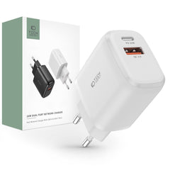CHARGEUR RÉSEAU POUR MOBILE ET TABLETTE TECH-PROTECT C20W CHARGEUR 2 PORTS PD20W/QC3.0 BLANC