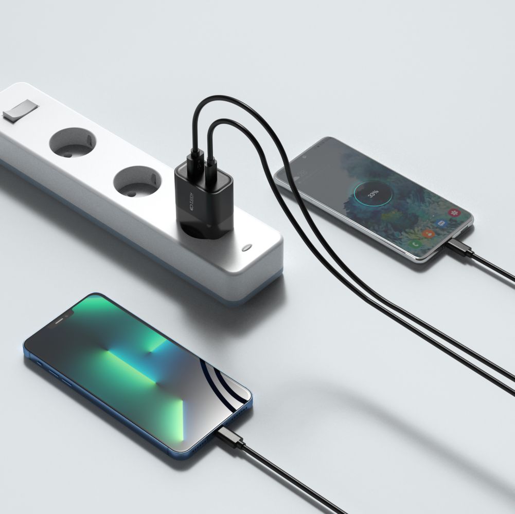 CHARGEUR RÉSEAU POUR MOBILE ET TABLETTE TECH-PROTECT C30W CHARGEUR 2 PORTS PD30W/QC3.0 NOIR
