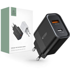 CHARGEUR RÉSEAU POUR MOBILE ET TABLETTE TECH-PROTECT C30W CHARGEUR 2 PORTS PD30W/QC3.0 NOIR