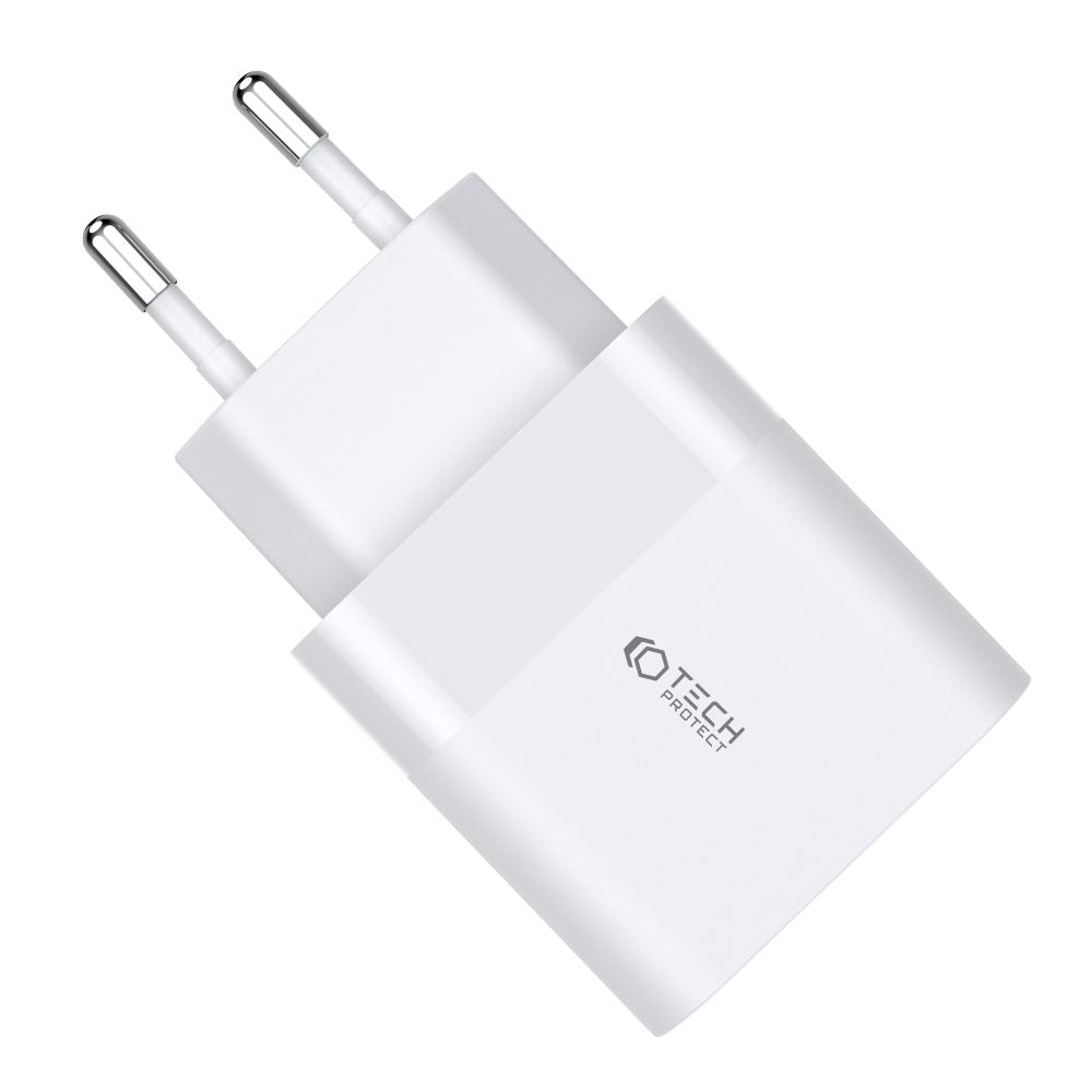 CHARGEUR RÉSEAU POUR MOBILE ET TABLETTE TECH-PROTECT C30W CHARGEUR 2 PORTS PD30W/QC3.0 BLANC