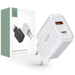 CHARGEUR RÉSEAU POUR MOBILE ET TABLETTE TECH-PROTECT C30W CHARGEUR 2 PORTS PD30W/QC3.0 BLANC