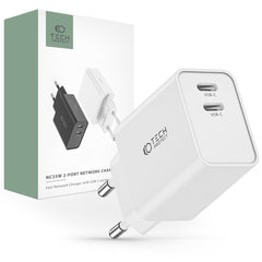 CHARGEUR RÉSEAU POUR MOBILE ET TABLETTE TECH-PROTECT C35W CHARGEUR RÉSEAU 2 PORTS PD35W BLANC