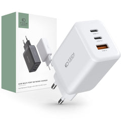 CHARGEUR RÉSEAU POUR MOBILE ET TABLETTE TECH-PROTECT C65W CHARGEUR 3 PORTS PD65W/QC3.0 BLANC