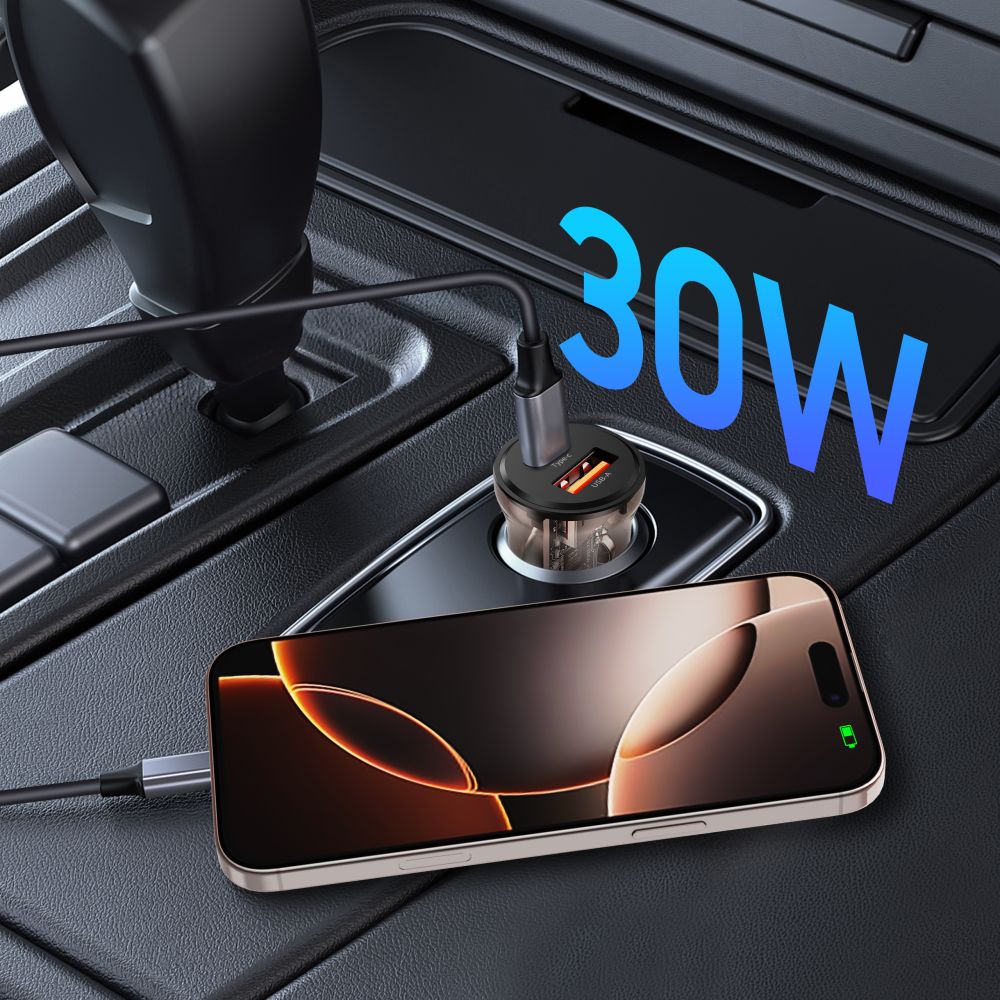 CHARGEUR DE VOITURE TECH-PROTECT CC01 2 PORTS PD30W/QC3.0 NOIR