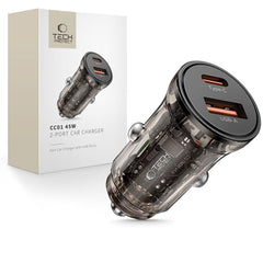 CHARGEUR DE VOITURE TECH-PROTECT CC01 2 PORTS PD45W/QC3.0 NOIR