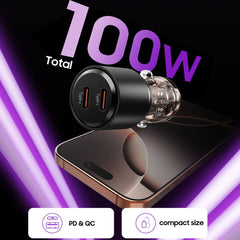 CHARGEUR DE VOITURE TECH-PROTECT CC03 2 PORTS PD100W NOIR