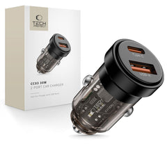 CHARGEUR DE VOITURE TECH-PROTECT CC03 2 PORTS PD30W/QC3.0 NOIR