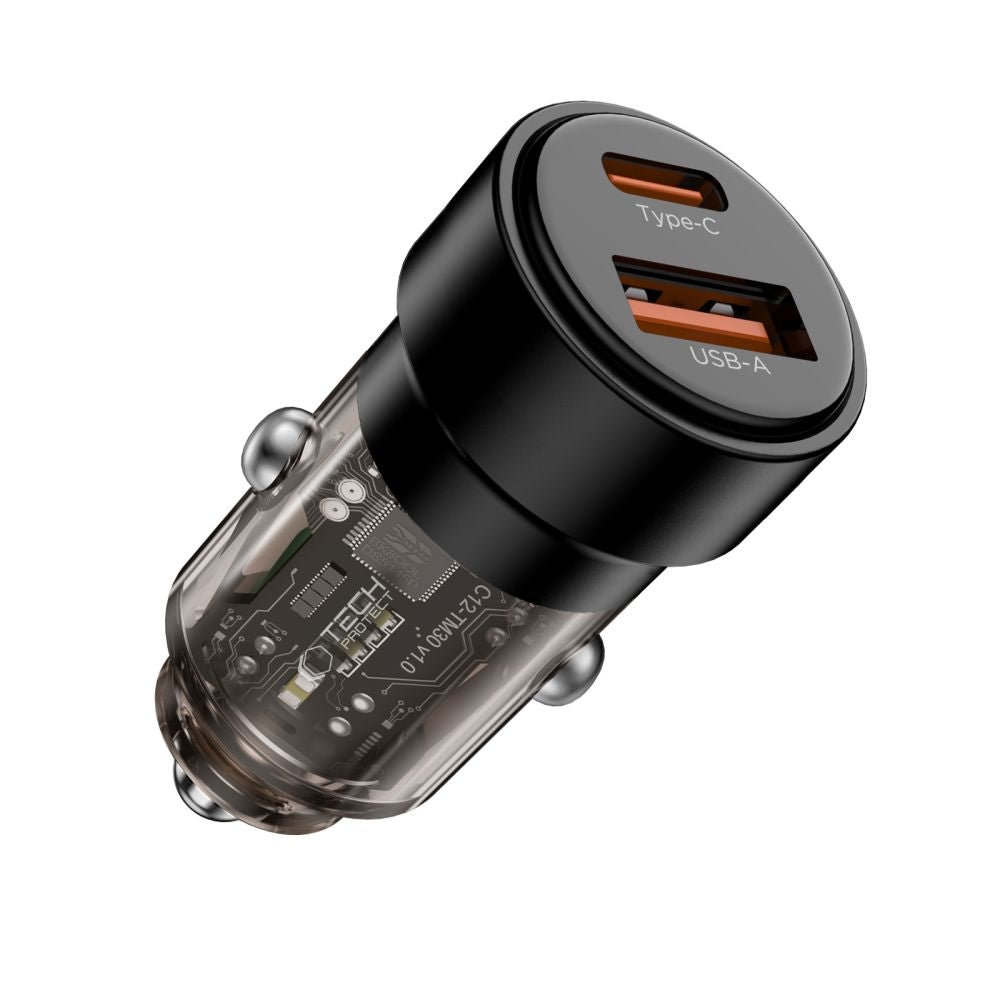 CHARGEUR DE VOITURE TECH-PROTECT CC03 2 PORTS PD75W NOIR