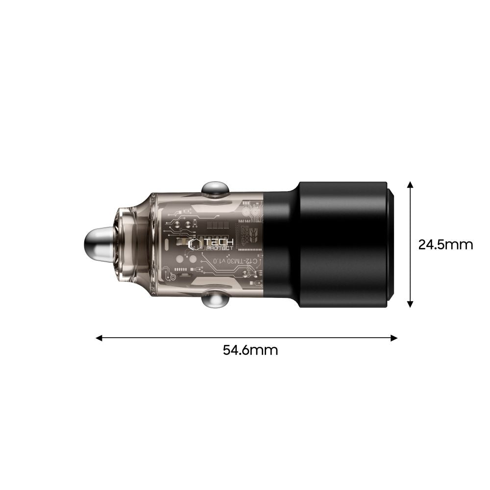 CHARGEUR DE VOITURE TECH-PROTECT CC03 2 PORTS PD75W NOIR