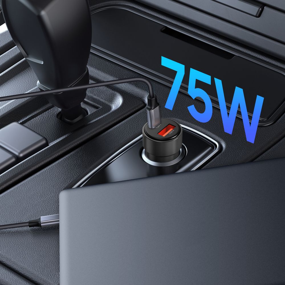 CHARGEUR DE VOITURE TECH-PROTECT CC03 2 PORTS PD75W NOIR