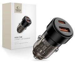 CHARGEUR DE VOITURE TECH-PROTECT CC03 2 PORTS PD75W NOIR