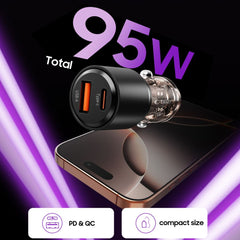 CHARGEUR DE VOITURE TECH-PROTECT CC03 2 PORTS PD95W/QC3.0 NOIR