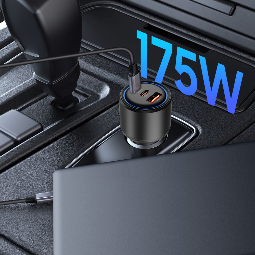 CHARGEUR DE VOITURE TECH-PROTECT CC04 3 PORTS PD175W NOIR