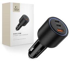 CHARGEUR DE VOITURE TECH-PROTECT CC04 3 PORTS PD175W NOIR